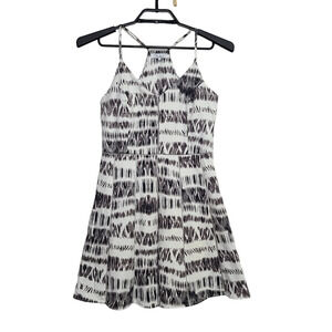 Parker Juliet Dress Size Large Black White Ladder Stitching Cosmos